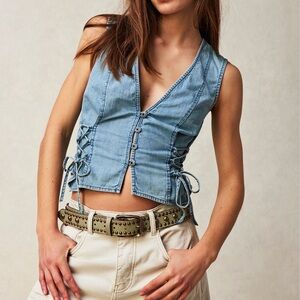 NWT Free People Lala Lace Up Vest